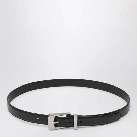 Smooth Black Leather Folk Belt