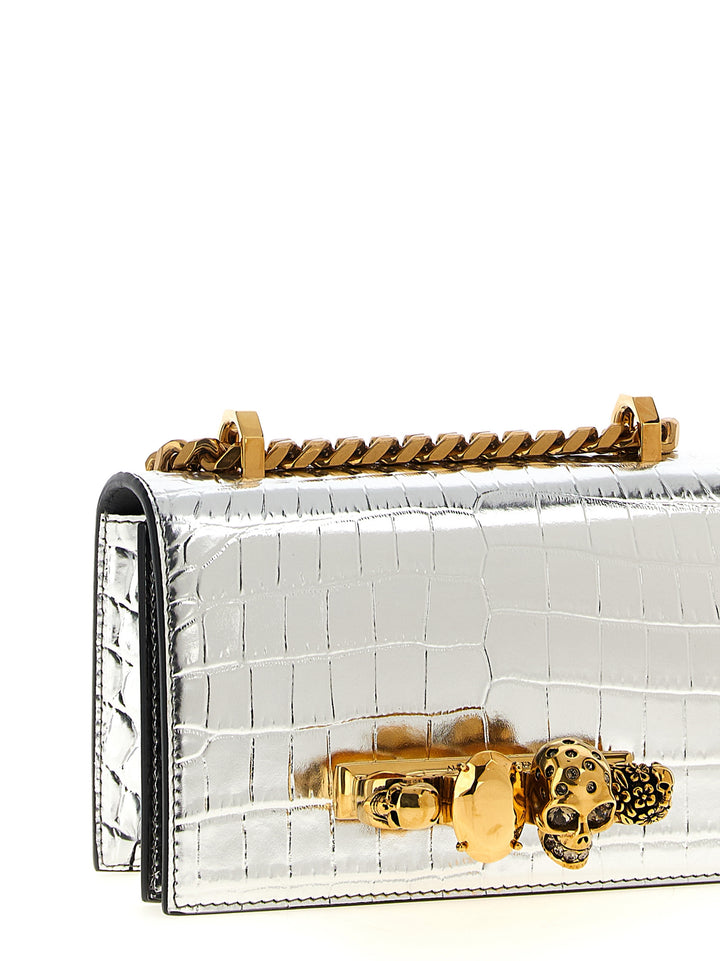 Mcqueen Jewelled Satchel Crossbody Bags - Silver | bd57ae0b7568a4a6f8b1b45c9b4a94bee3620a57