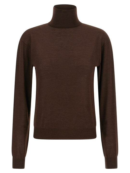 Turtleneck Sweater Dropped Shoulders Sweaters And Cardigans Brown