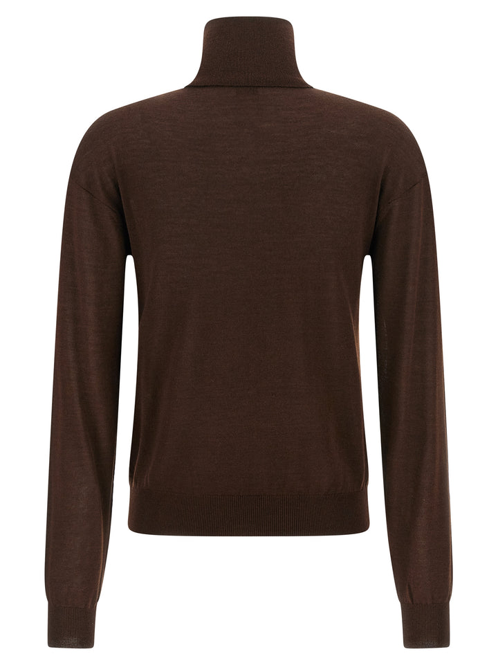 Saint Laurent Turtleneck Sweater Dropped Shoulders Sweaters and Cardigans - Brown | 284304abdeeee96babcc986e7b4b287921885e88