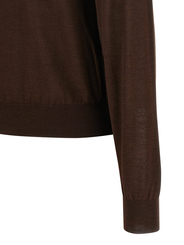 Saint Laurent Turtleneck Sweater Dropped Shoulders Sweaters and Cardigans - Brown | d4364452ca72fc3ee87c05cfef8e15978a93aa77