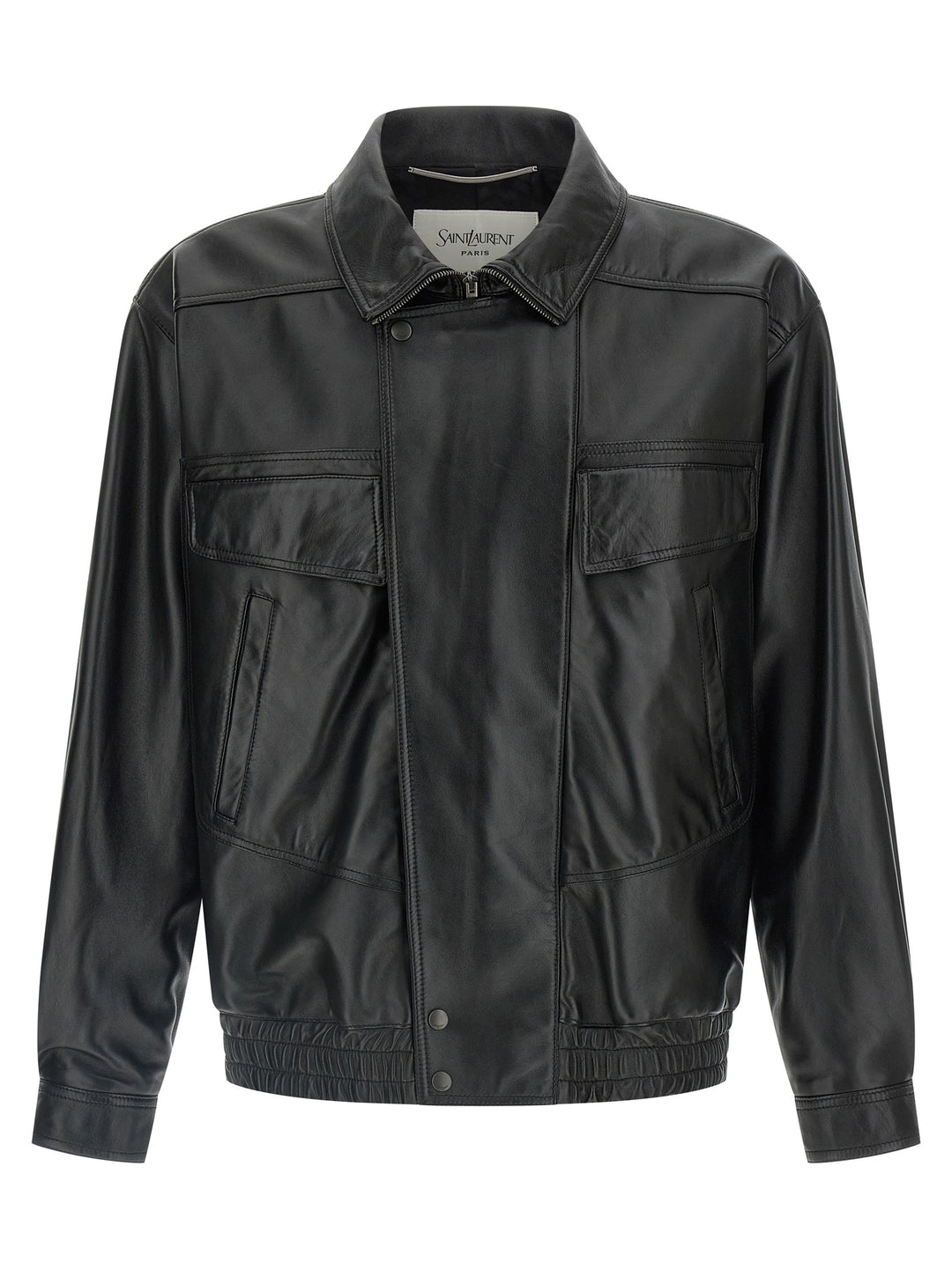 Saint Laurent Leather Bomber Jacket Puffer Jackets - Black | b0aec09f369238954a2f98a949f989277461c497