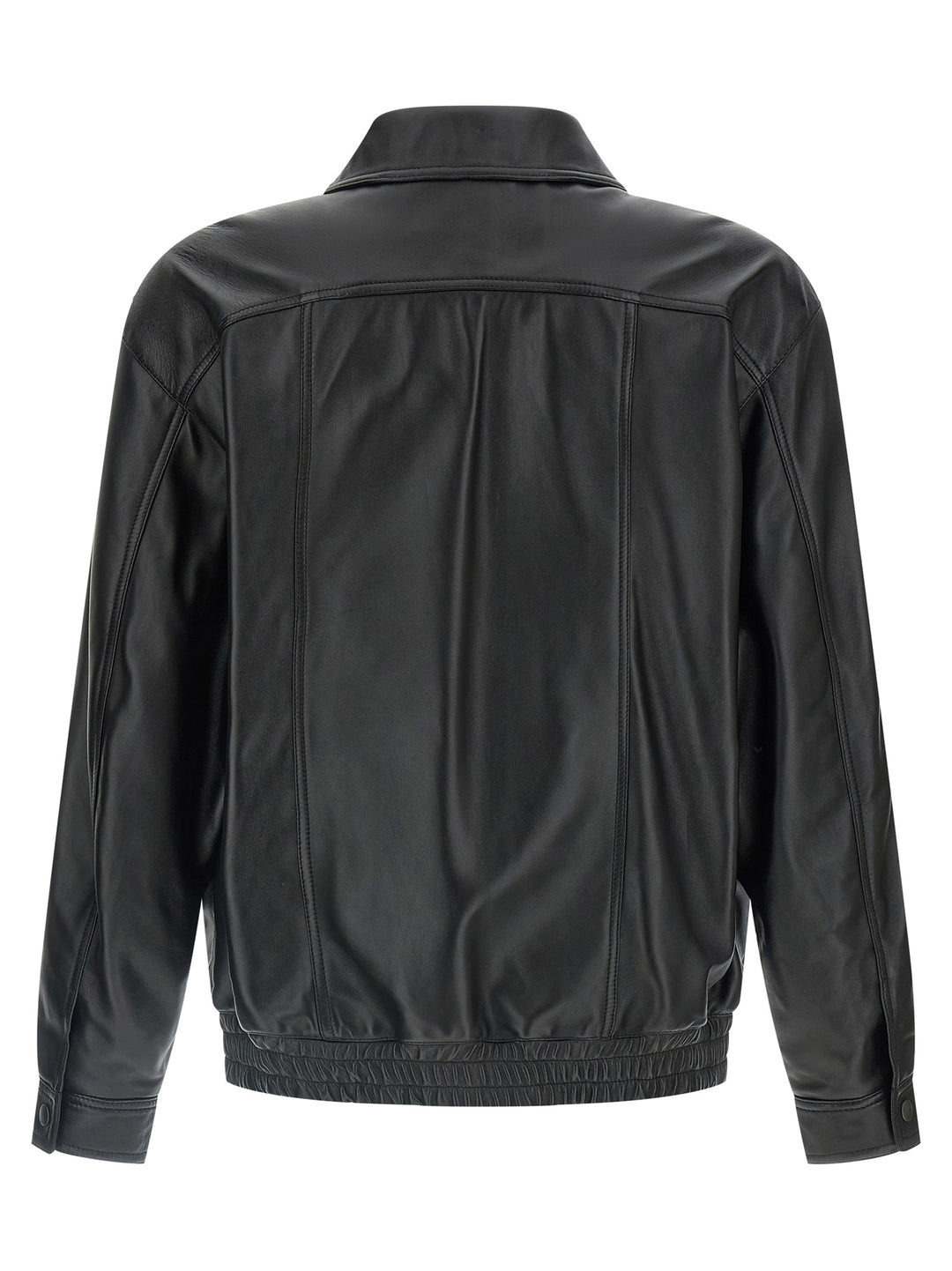 Saint Laurent Leather Bomber Jacket Puffer Jackets - Black | 5c4bdf46e7ddee14f534ad7baa28eb3de2611956