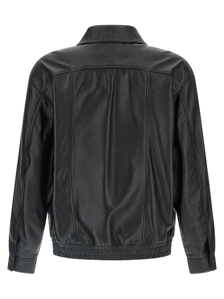 Saint Laurent Leather Bomber Jacket Puffer Jackets - Black | 5c4bdf46e7ddee14f534ad7baa28eb3de2611956