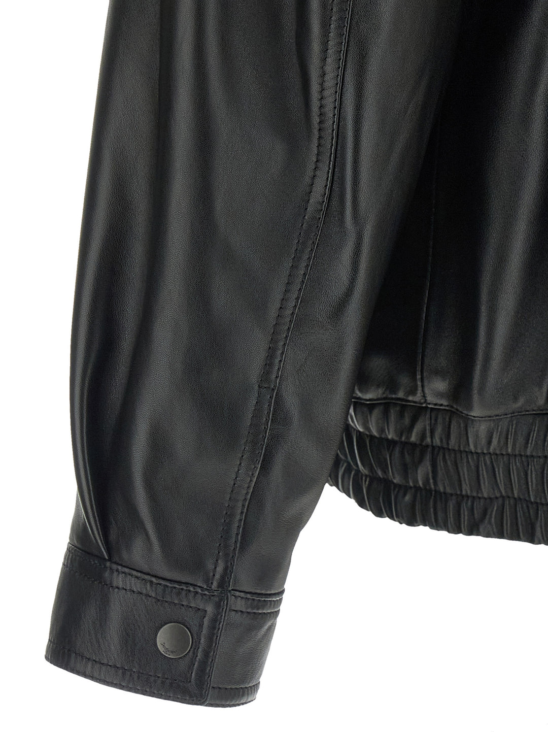 Saint Laurent Leather Bomber Jacket Puffer Jackets - Black | 10bd3d9c41728808ad361fcd7feff14e21d452ad