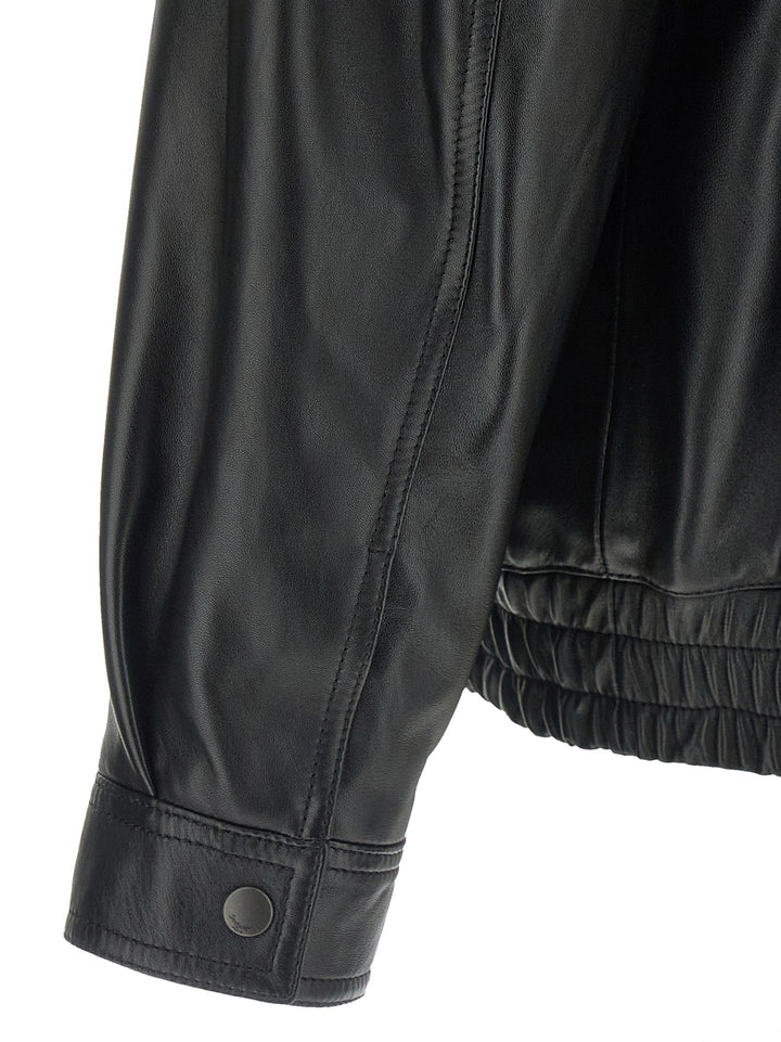 Saint Laurent Leather Bomber Jacket Puffer Jackets - Black | 10bd3d9c41728808ad361fcd7feff14e21d452ad
