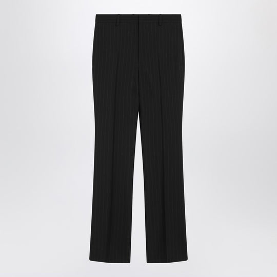 Black Wool Pinstripe Trousers