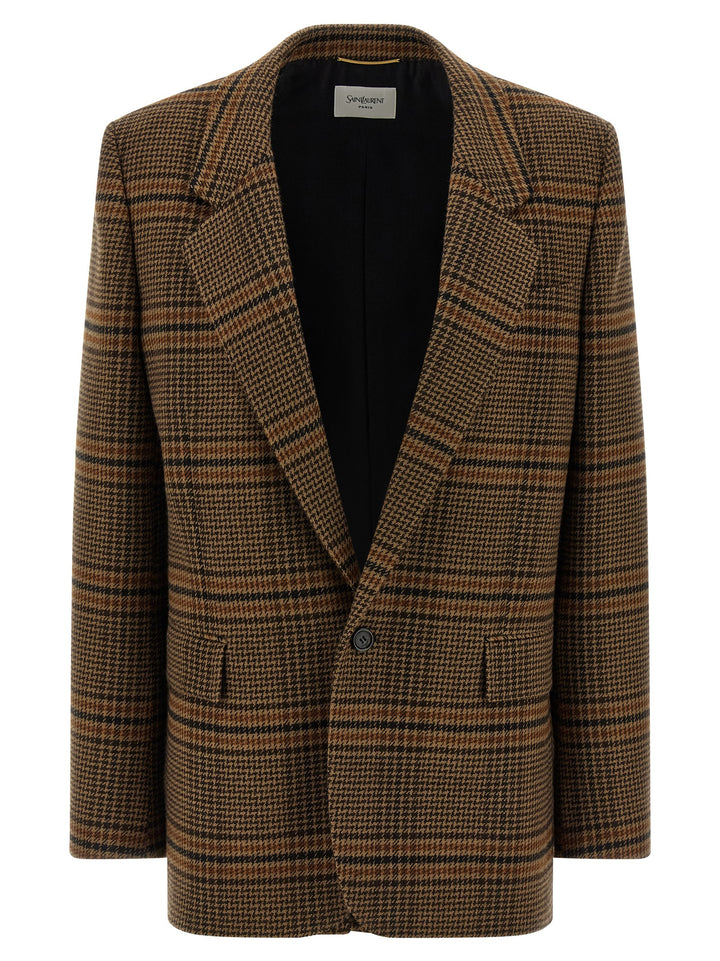 Saint Laurent Prince Of Wales Wool Blazer BlazerS - Brown | ffff4f2f3c80d424b789c66a7aac215c7908bf04