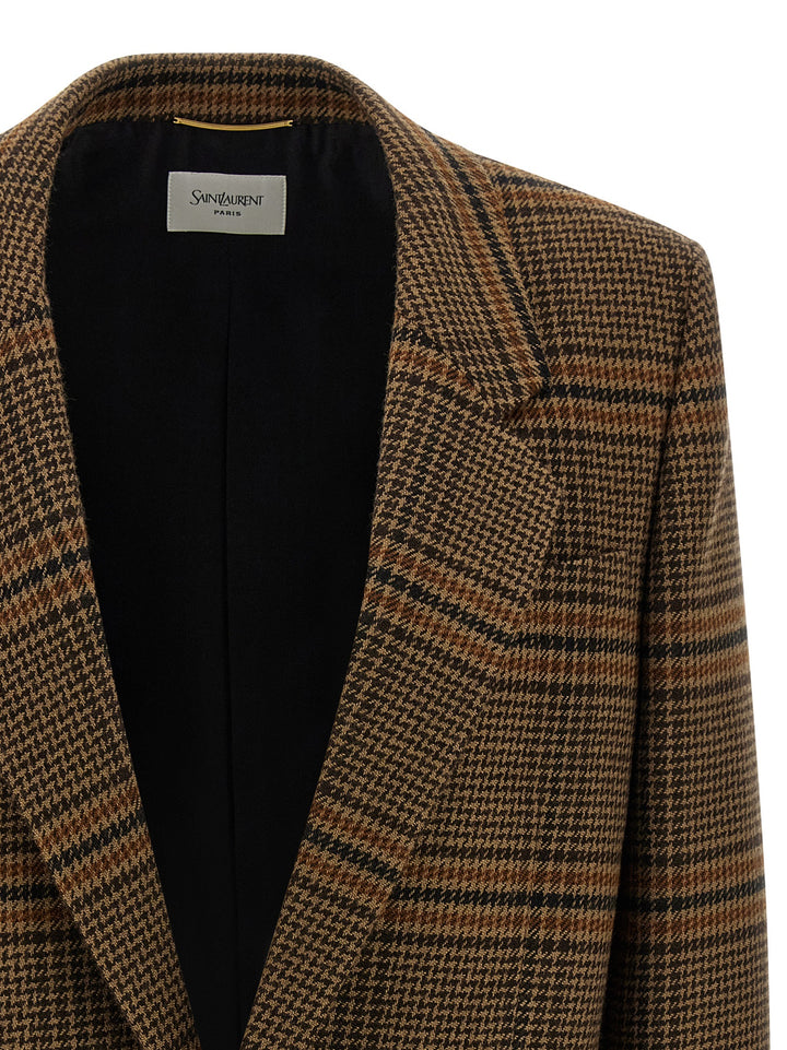 Saint Laurent Prince Of Wales Wool Blazer BlazerS - Brown | c8baee36a7248072729e85cab3c3eebb114fb659
