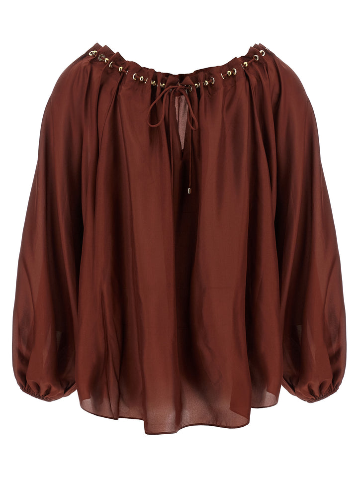 Zimmermann Aster Shirt and Blouse - Bordeaux | c4eedb64910655d51bca6aff6e500ba091d5c8a9