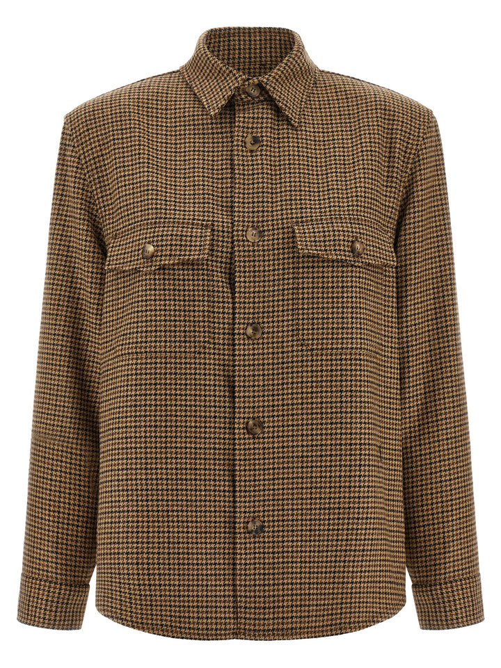 Saint Laurent Houndstooth Overshirt Shirt and Blouse - Brown | b8d46bd6fe4eae0ff040e718003540fd0c1b3b09