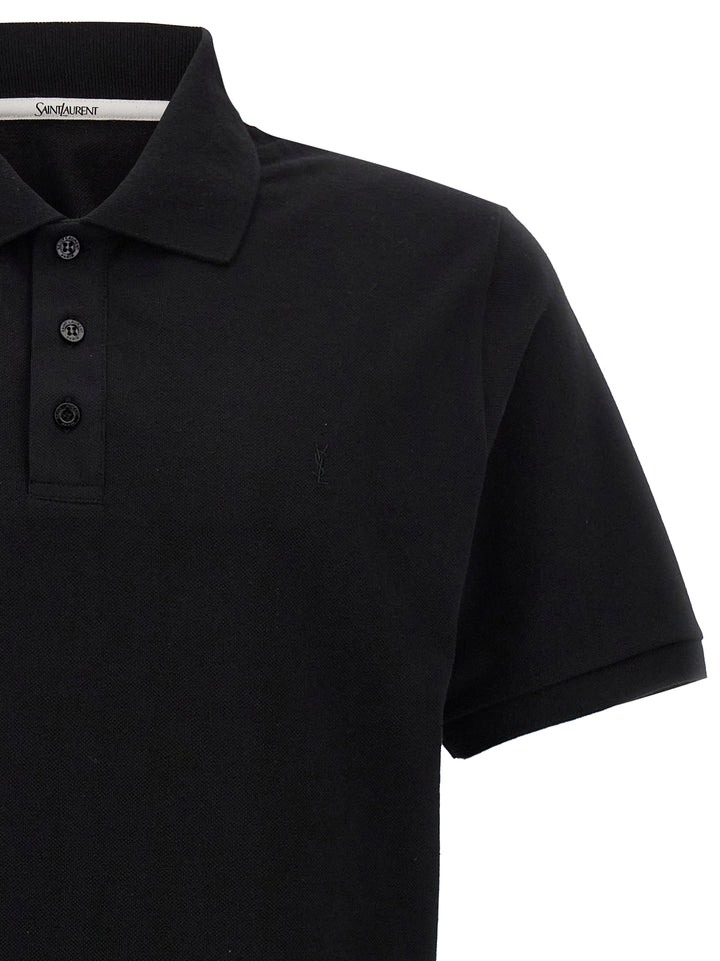 Saint Laurent Logo Embroidery  Shirt Polo - Black | 7539302a034ea5b70679478c00d13f28ac505332