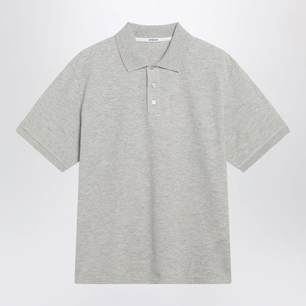 Grey Cotton Piqué Polo With Cassandre Logo