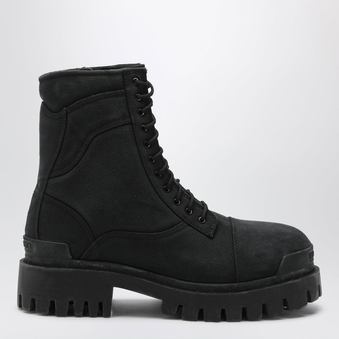 Balenciaga Black Combat Strike Cotton-Canvas Boots