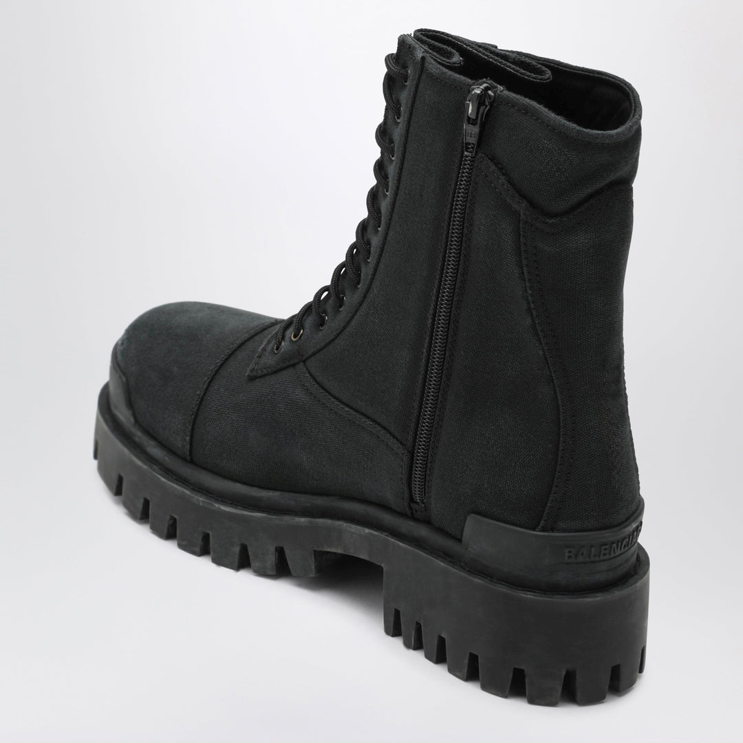 Balenciaga Black Combat Strike Cotton-Canvas Boots