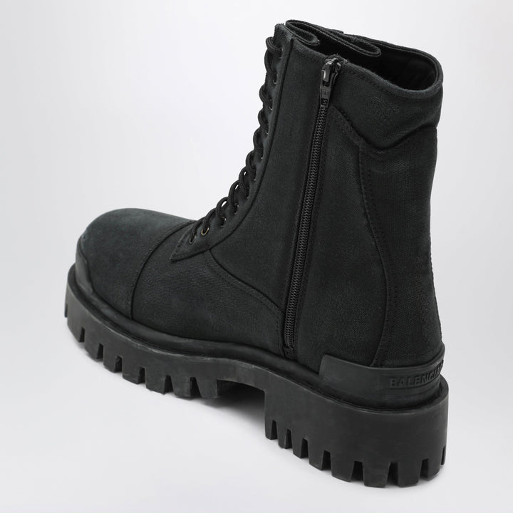 Balenciaga Black Combat Strike Cotton-Canvas Boots