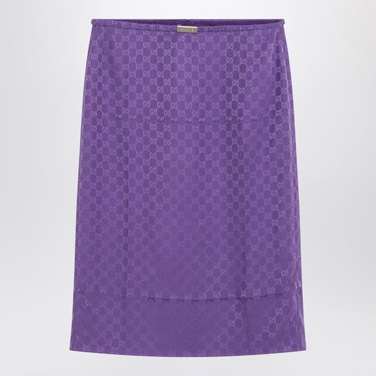 Purple Gg Jacquard Silk Skirt