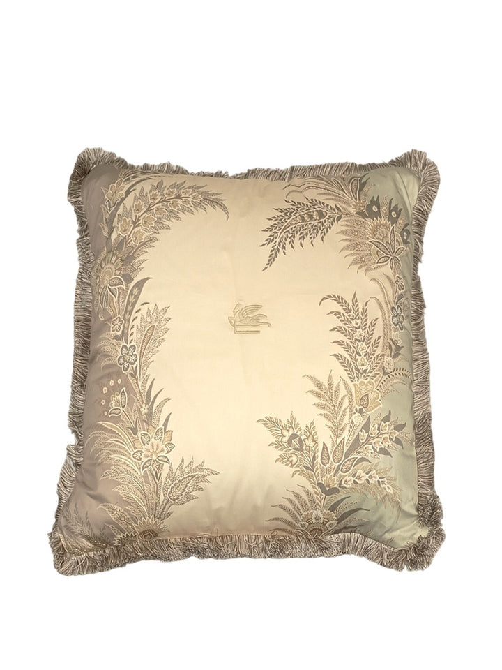 Embroidered cushion w/passementerie 45x45