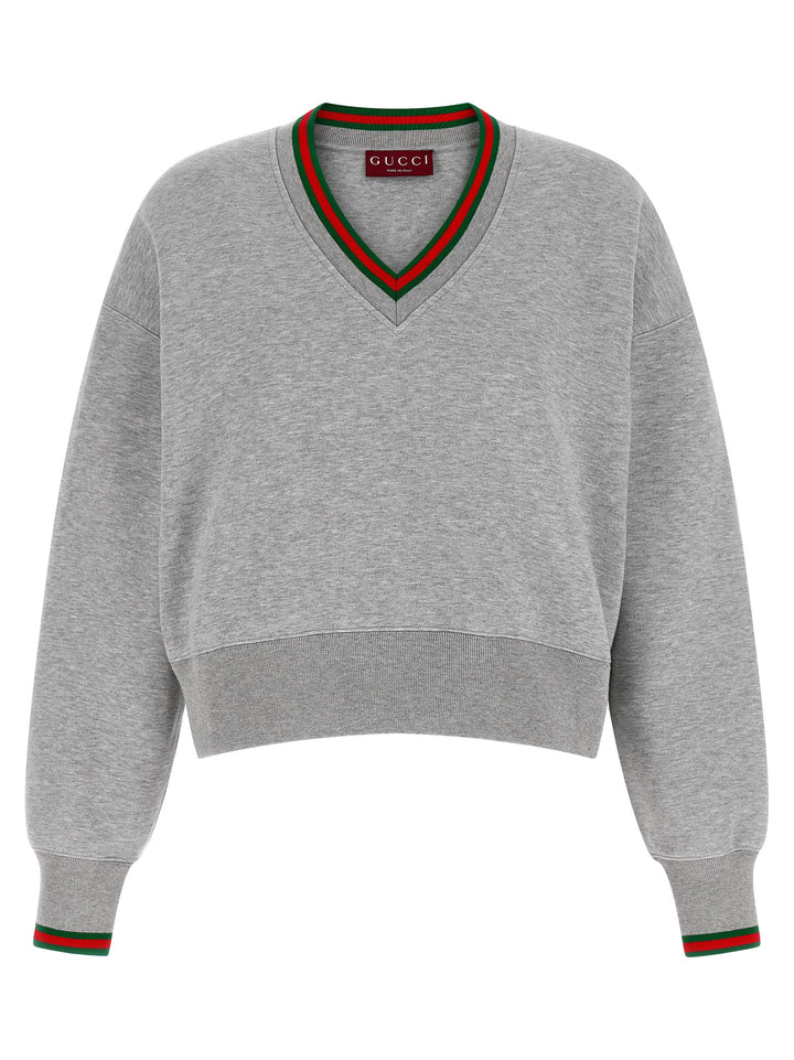 Gucci Web Sweatshirt - Gray | 660430cf98aa8a8a8f35705f0f4e4b17afc72699