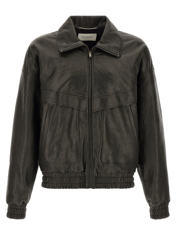 Bubble Leather Jacket Puffer Jackets Black
