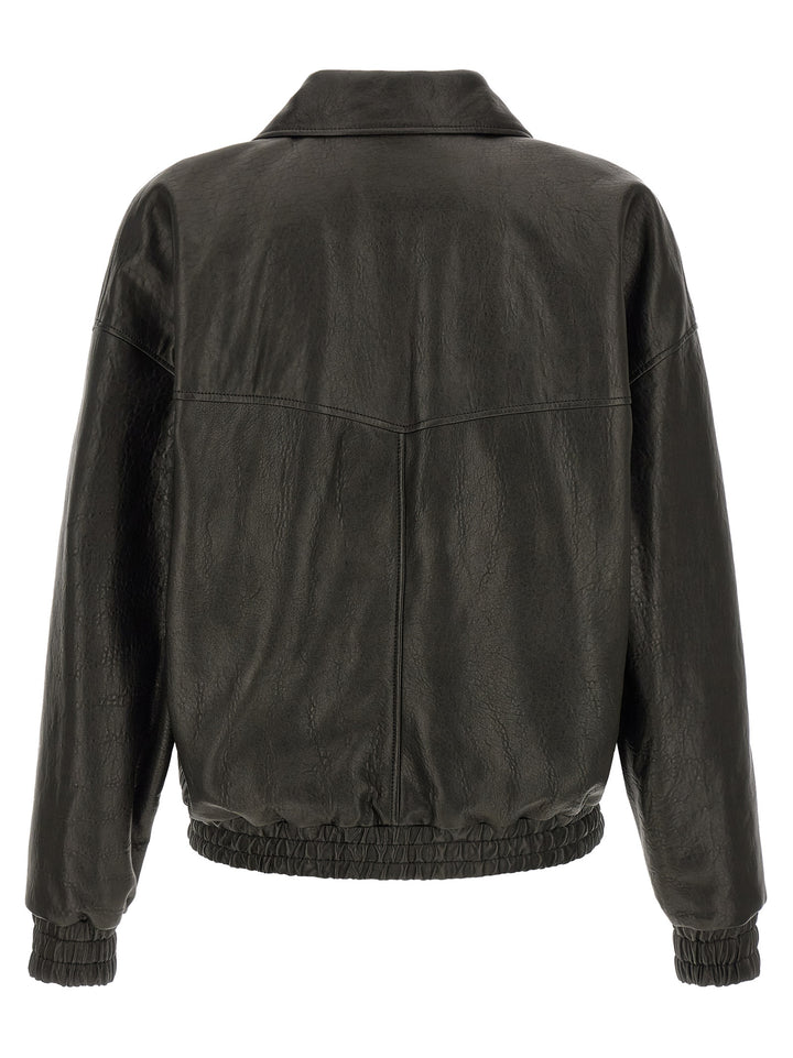 Saint Laurent Bubble Leather Jacket Puffer Jackets - Black | aacd66cf12752e98c7407a5e7ba9b57053418488