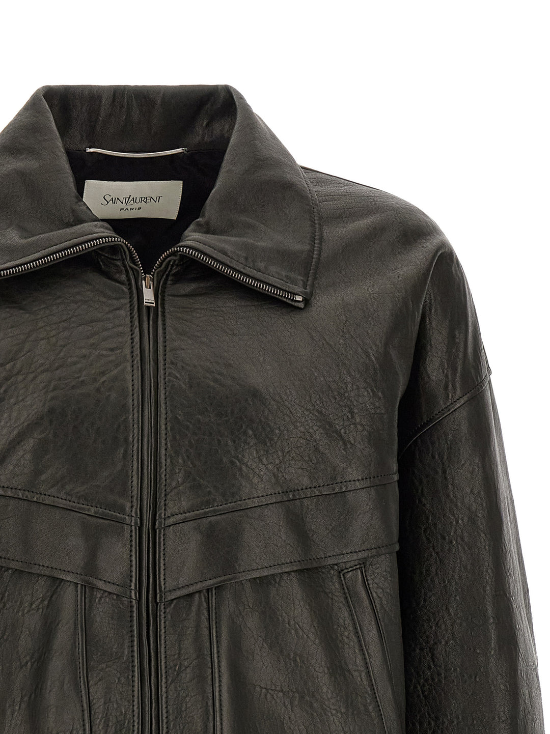 Saint Laurent Bubble Leather Jacket Puffer Jackets - Black | 458a6ab1901ef941b33387fa0ec6f1001d6e8c4d