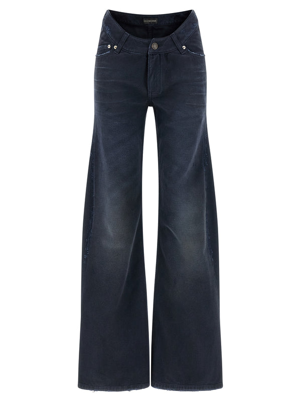 Curved Waist Jeans Blue