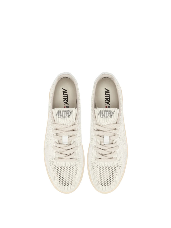 Easeknit low wom - knit/leat wht/ivory