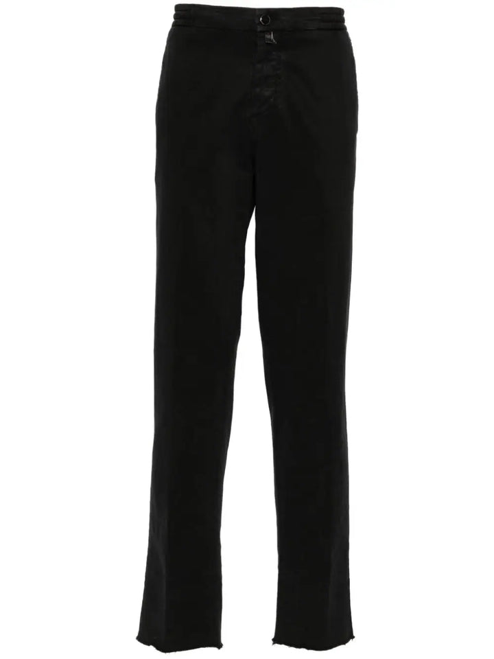 Slim fit trousers with raw cut hem