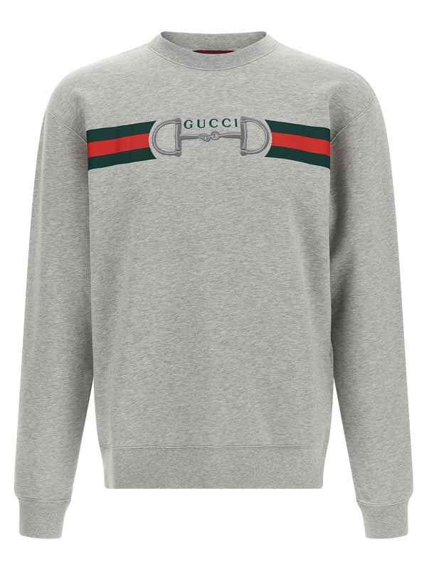 Web Ribbon And Horsebit Sweatshirt Gray