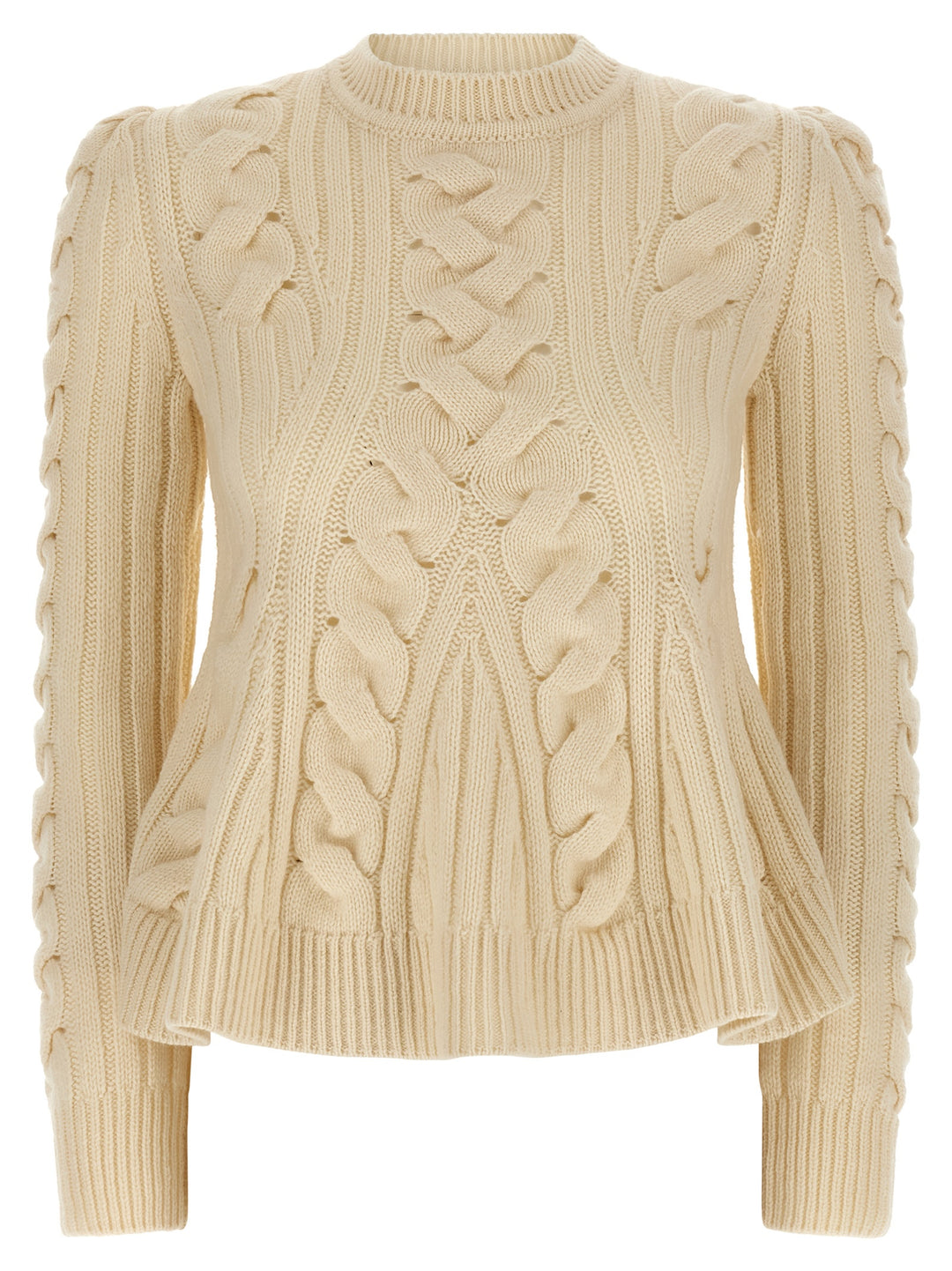 Mcqueen Peplum Cable Sweaters and Cardigans - Beige | fd38236626d3dab770cb26f55ad75f719fe05167