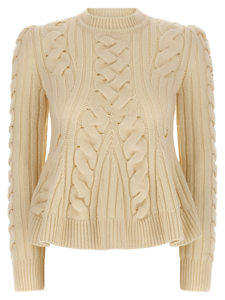 Mcqueen Peplum Cable Sweaters and Cardigans - Beige | fd38236626d3dab770cb26f55ad75f719fe05167