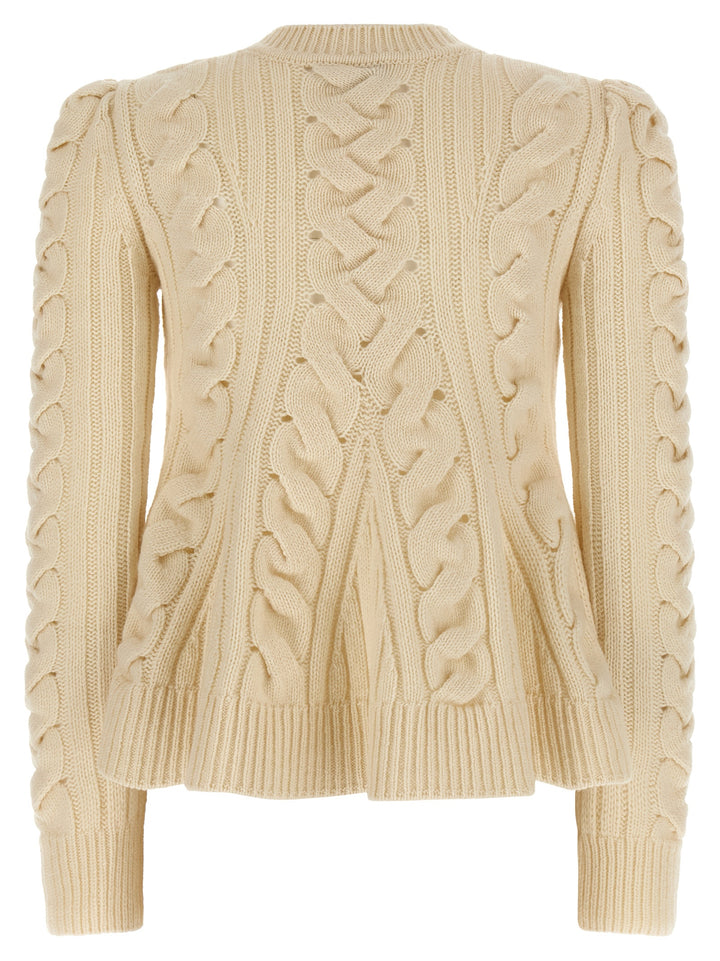 Mcqueen Peplum Cable Sweaters and Cardigans - Beige | 04791cf8de18288f31d1e56e22d233f906b4386b