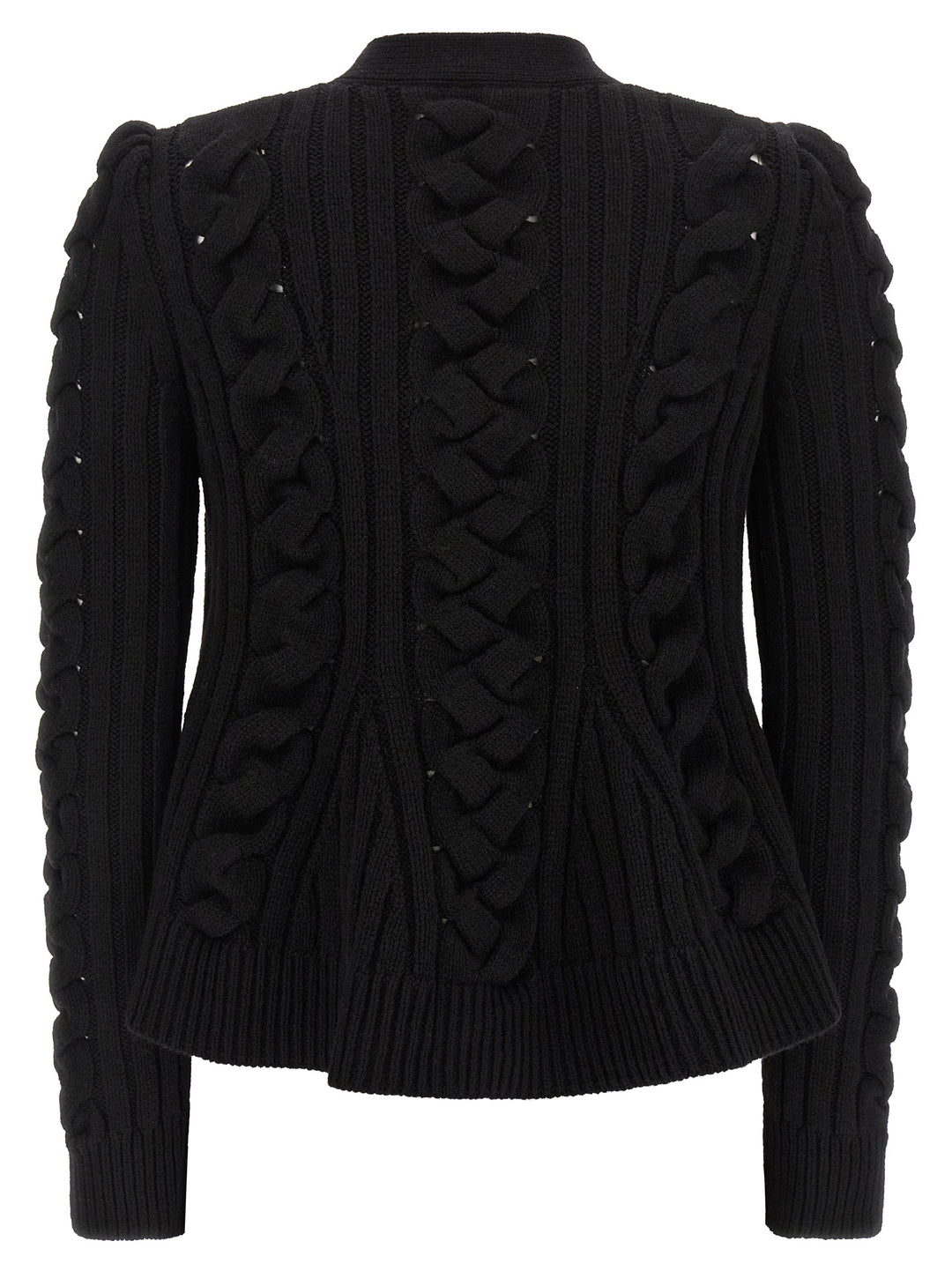 Mcqueen Braided Wool Cardigan Sweaters and Cardigans - Black | 601958407eea4fdbf317c8209a0f03536c3a28e4