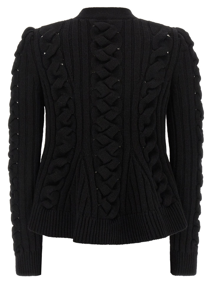 Mcqueen Braided Wool Cardigan Sweaters and Cardigans - Black | 601958407eea4fdbf317c8209a0f03536c3a28e4