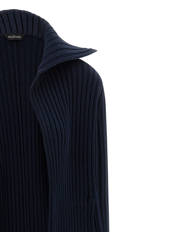 Balenciaga Ribbed Cardigan Sweaters and Cardigans - Blue | 3b34fe7b2fb308bcaae908947debef8b5c2c50ad