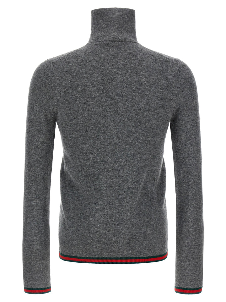 Gucci Web Ribbon Mesh Sweaters and Cardigans - Gray | ac7c7ff5940521ebb75858e48e3a4a992bb26ba2