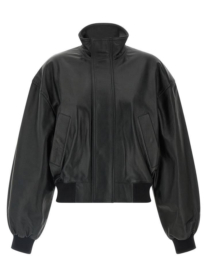 Balenciaga Leather Blouson Puffer Jackets - Black | b126c4f70e9d95eb2ae949453e49d74d20ff2be3
