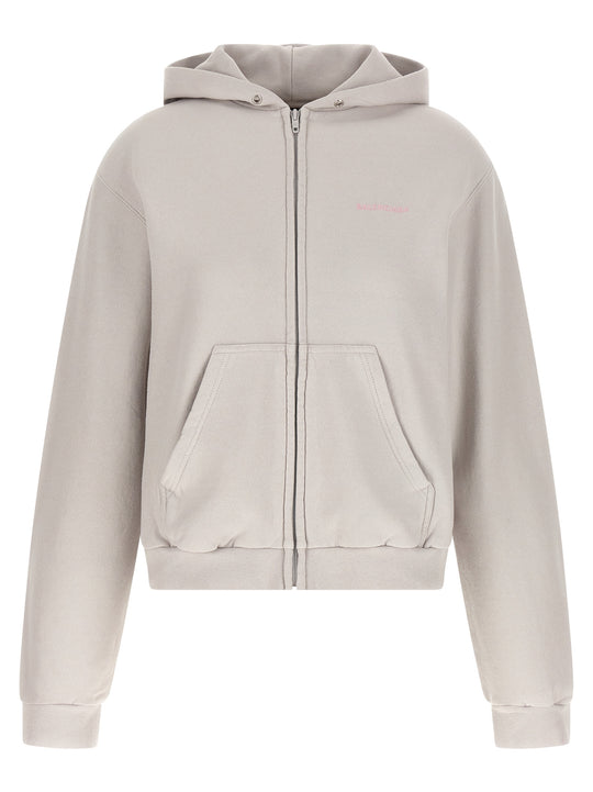 Logo Embroidery Hoodie Sweatshirt Gray