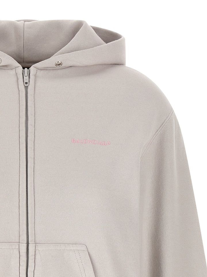 Balenciaga Logo Embroidery Hoodie Sweatshirt - Gray | 63b13d21b674256ea8d1557fe3ed363b4f50ef3e