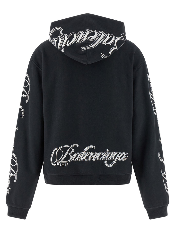 Balenciaga Cursive Sweatshirt - Black | f16f59aef1d4434511428cdf1765e542634f44b7