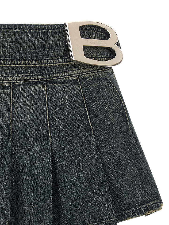 Balenciaga Buckle Pleated Skirts - Blue | 9e0a985769e3152af05d251cd257a63329dc1ef3