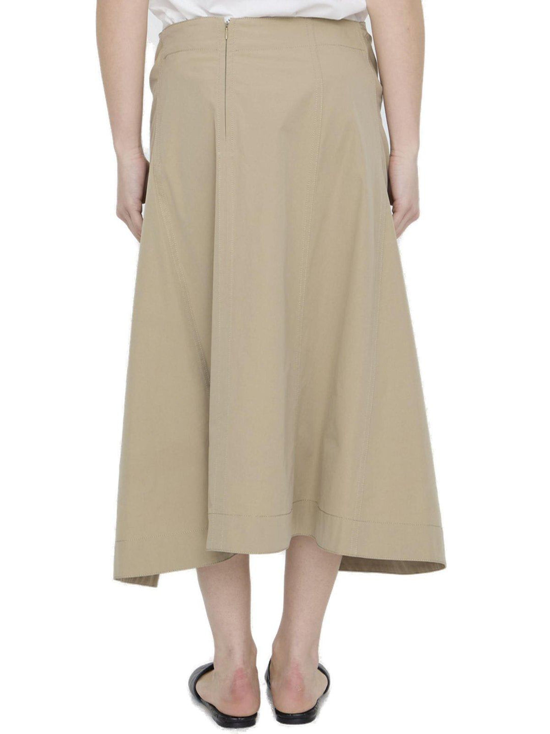 Compact Cotton Midi Skirt Skirts Beige