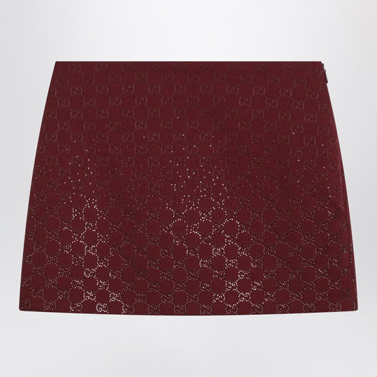 Rosso Ancora Gg-Fabric Mini Skirt With Crystals