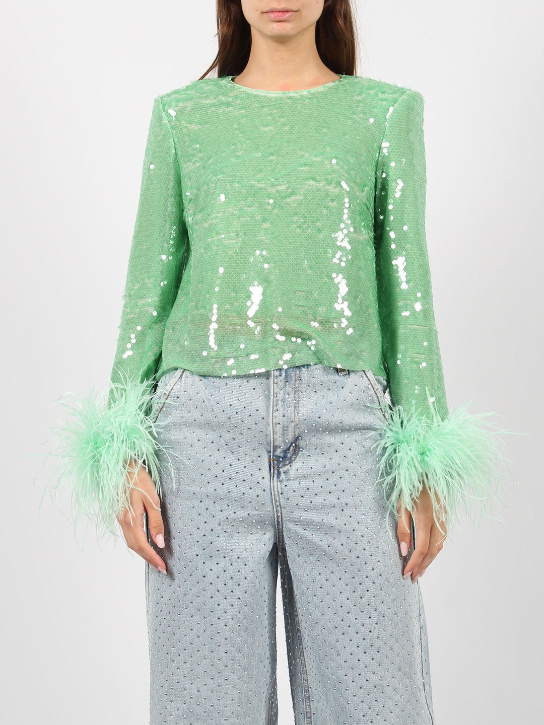 Sequin feather top