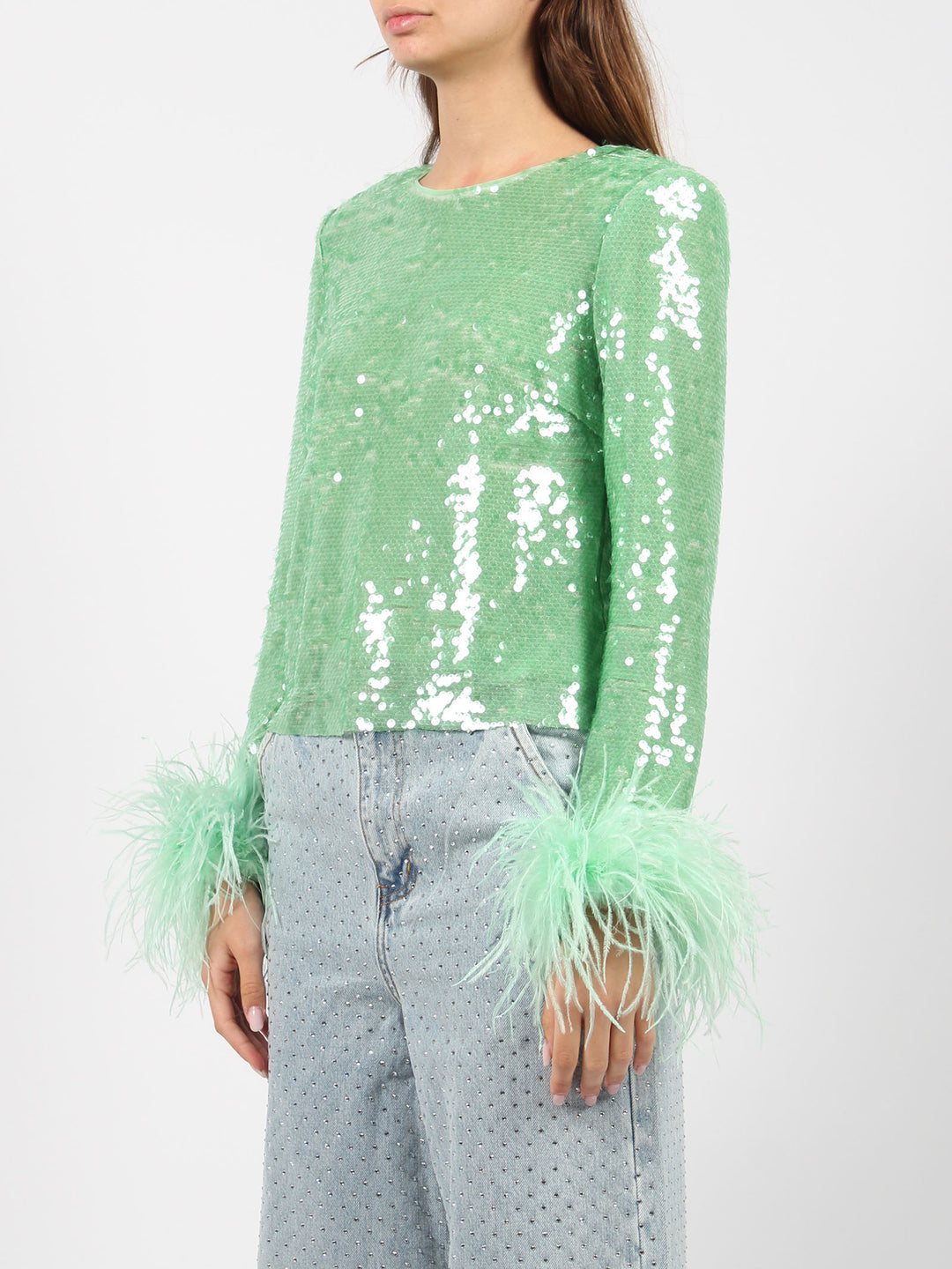 Sequin feather top