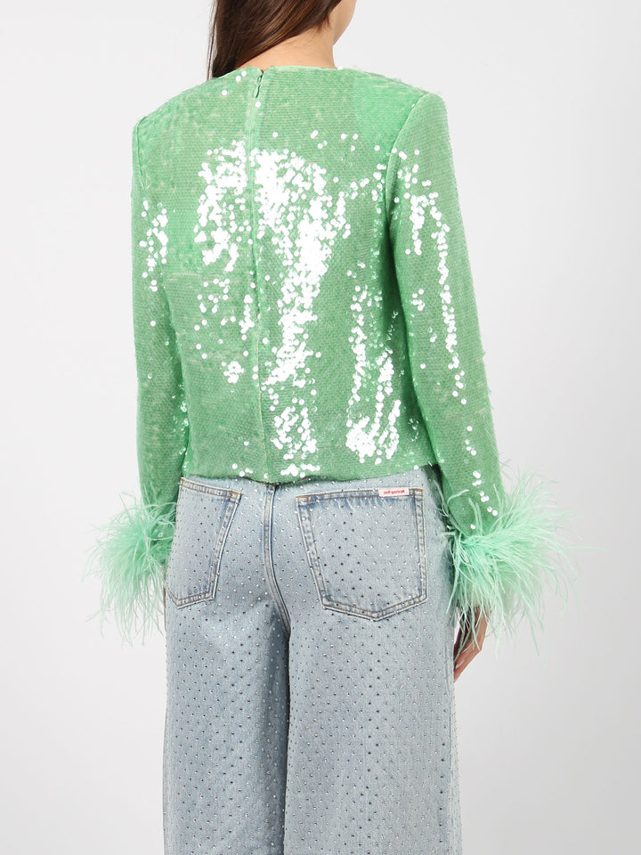 Sequin feather top