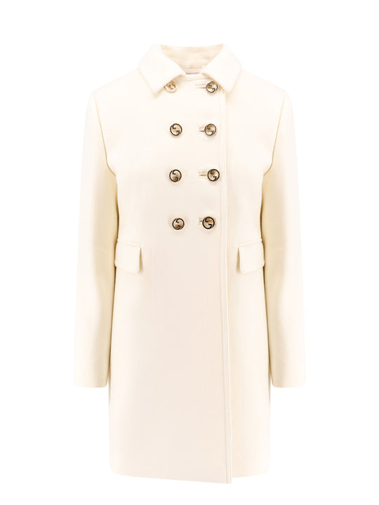 Wool Coat With Interlocking Gg Buttons