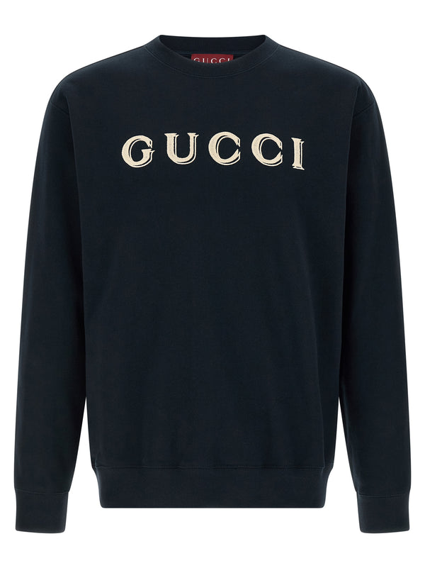 Logo Embroidery Sweatshirt Blue