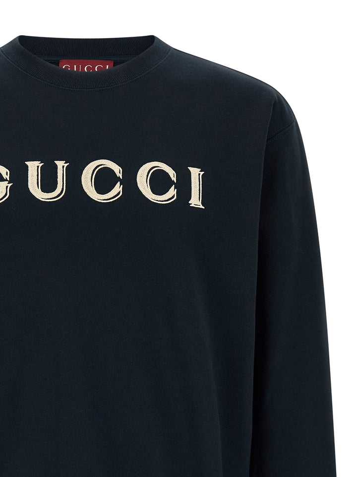 Gucci Logo Embroidery Sweatshirt - Blue | c3330d45b0fc380cb868fd477f8844081fc5b1f7